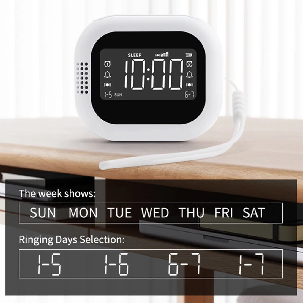 LED Display Vibration Alarm Clock Rechargeable White Noise Natural Sound Multifunctional Clock Student Strong Wake-Up Artifact