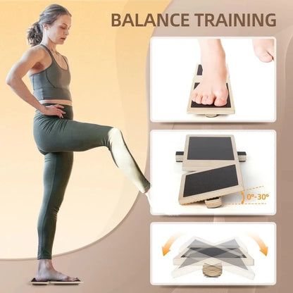 Wooden Single Foot Balance Board, Non-Slip Wobble Board for Ankle Training, Physical Therapy & Posture Correction