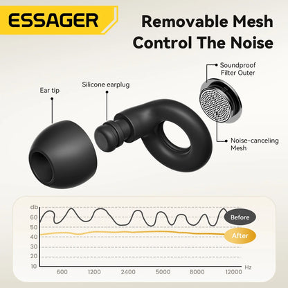 Essager Silicone Ear Plugs Sleep Noise Reusable Earplug with Storage Case Soft anti Noise Earplug for Sleep Concerts Travel Work