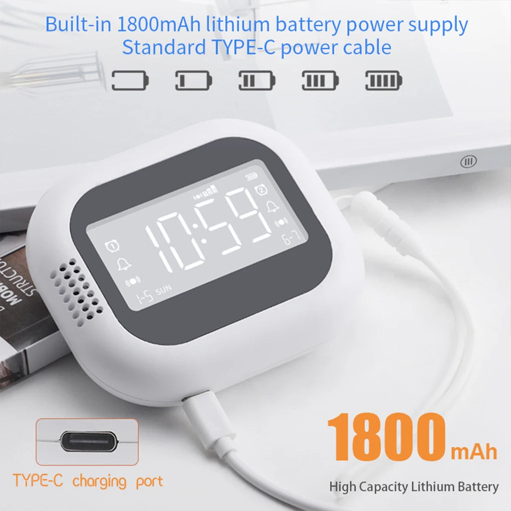 LED Display Vibration Alarm Clock Rechargeable White Noise Natural Sound Multifunctional Clock Student Strong Wake-Up Artifact