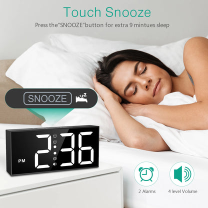 Vibrating Alarm Clock 7.5'' Large Display LED Clock Loud Alarm Clock with Bed Shaker for Heavy Sleepers Hearing Impaired
