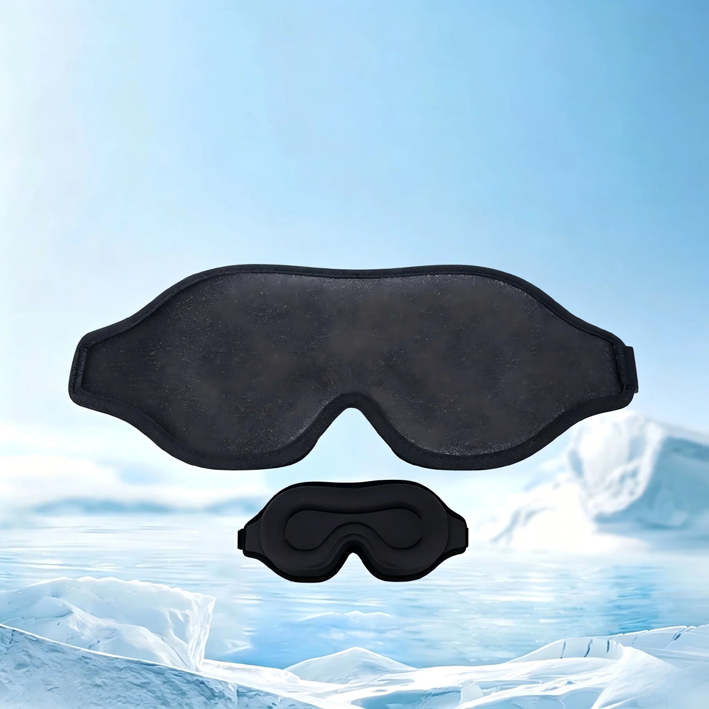 3D Cooling Sleep Mask Ice Silk Blackout Eye Mask 99.9% Light Blocking Zero Pressure Eye Cover Adjustable Strap Travel Nap Soft