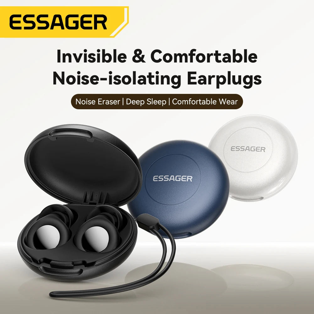 Essager Silicone Ear Plugs Sleep Noise Reusable Earplug with Storage Case Soft anti Noise Earplug for Sleep Concerts Travel Work