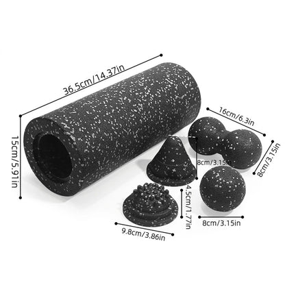 5-In-1 Fascia Roller Set Muscle Recovery Set-Vibrating Foam Roller&Peanut Massage Ball for Back,Neck,Leg Yoga Workout