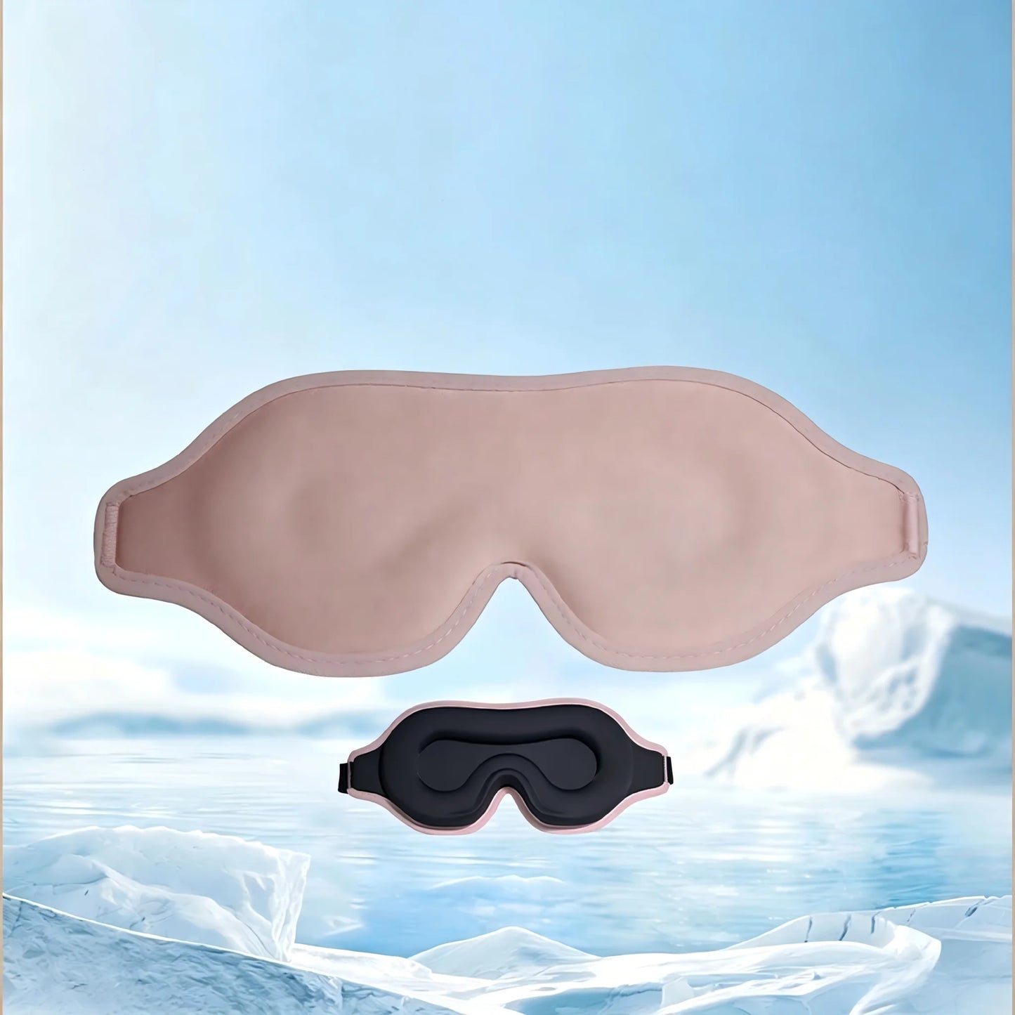 3D Cooling Sleep Mask Ice Silk Blackout Eye Mask 99.9% Light Blocking Zero Pressure Eye Cover Adjustable Strap Travel Nap Soft