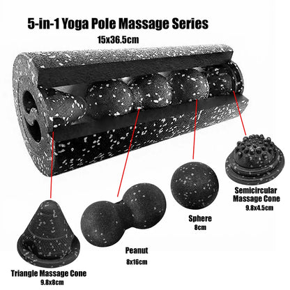 5-In-1 Fascia Roller Set Muscle Recovery Set-Vibrating Foam Roller&Peanut Massage Ball for Back,Neck,Leg Yoga Workout