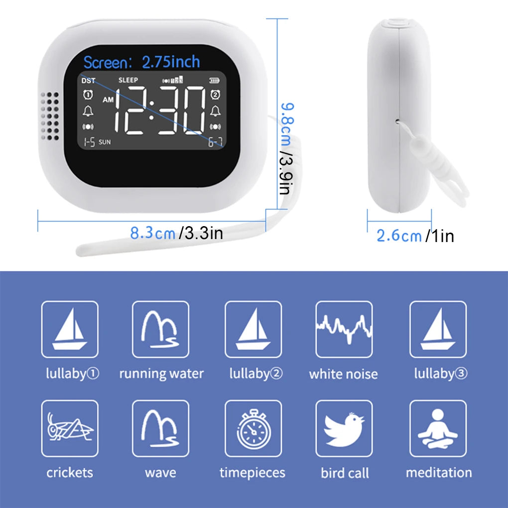 LED Display Vibration Alarm Clock Rechargeable White Noise Natural Sound Multifunctional Clock Student Strong Wake-Up Artifact