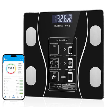 Intelligent Bathroom Scale, Digital Weight Scale, Can Be Connected to APP for Recording and Analysis, Max180Kg/400Lb